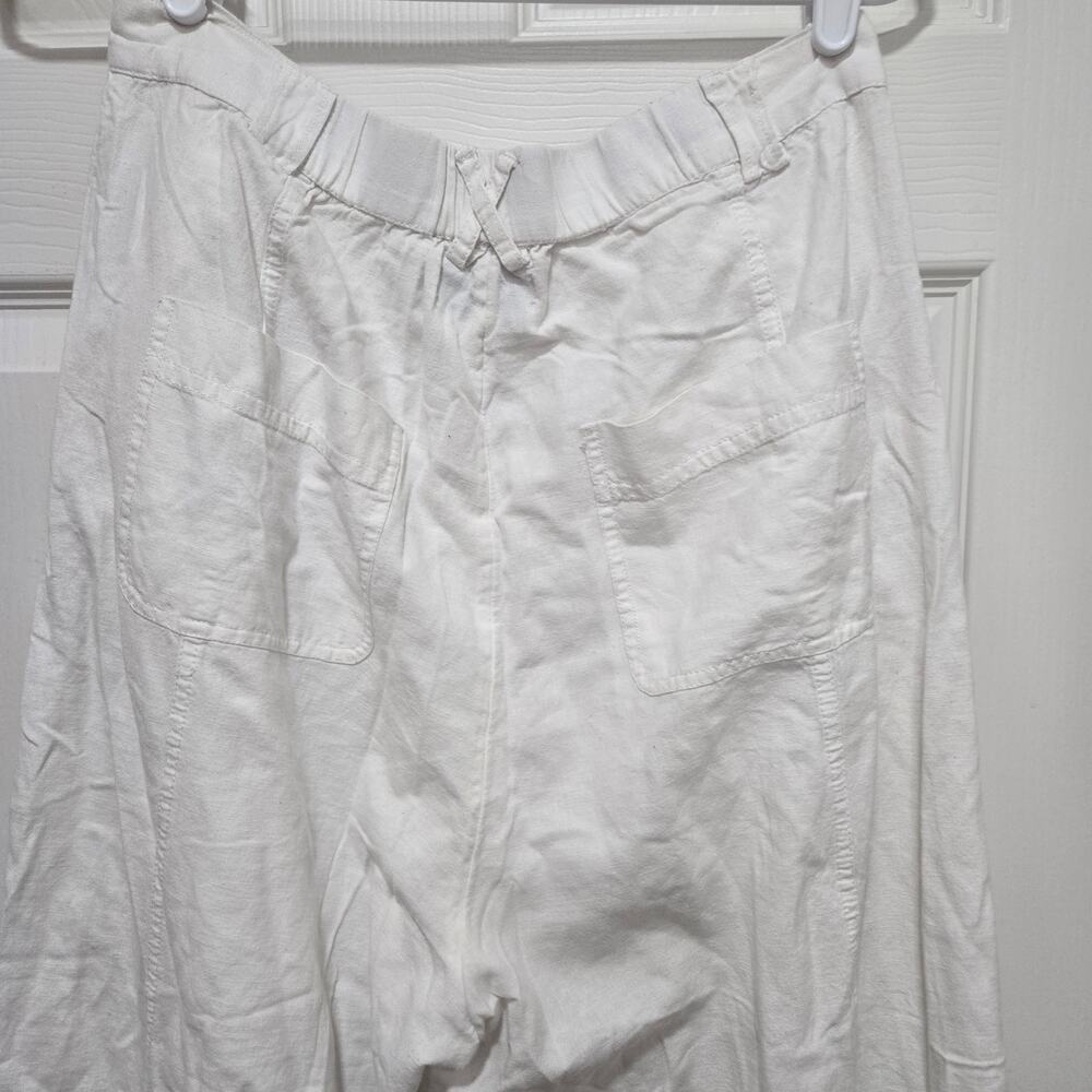 White Linen Cargo Pants Cropped Utility – Size 12 - Picture 13 of 14